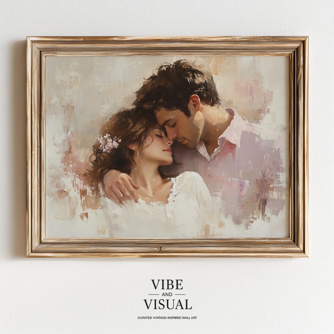 Romantic Couple Portrait Soft Impressionist Blush Love Wall Art