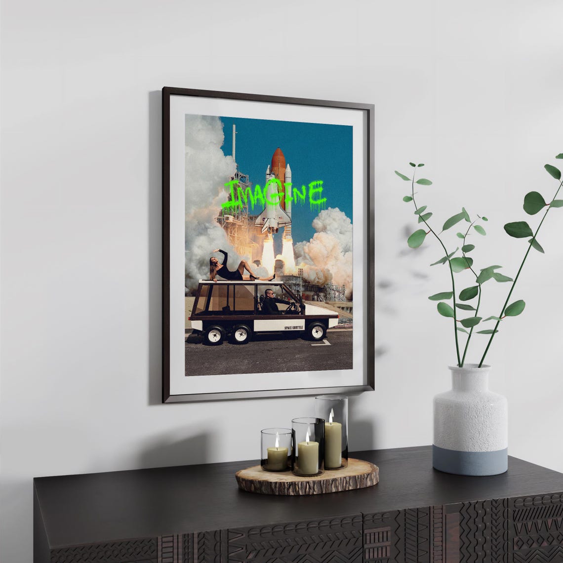 Imagine Space Shuttle Launch Surreal Photo Collage Art Poster - Image 3