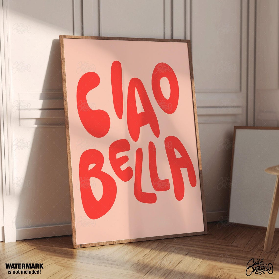 Ciao Bella Bold Red Bubble Letters Italian Greeting Wall Poster - Image 3