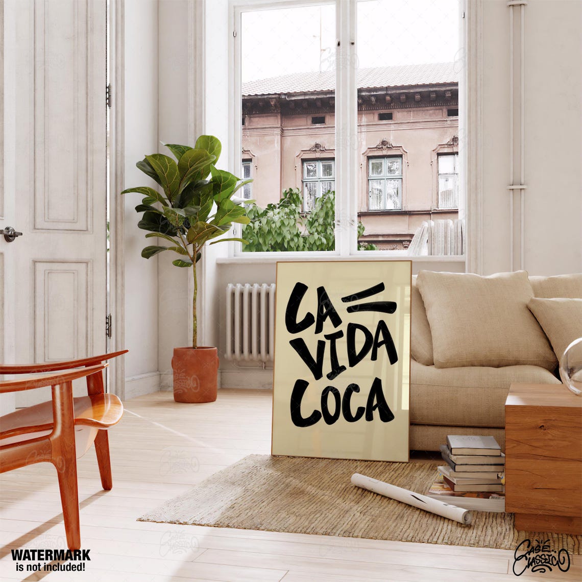 La Vida Loca Black Brush Lettering Cream Modern Quote Poster