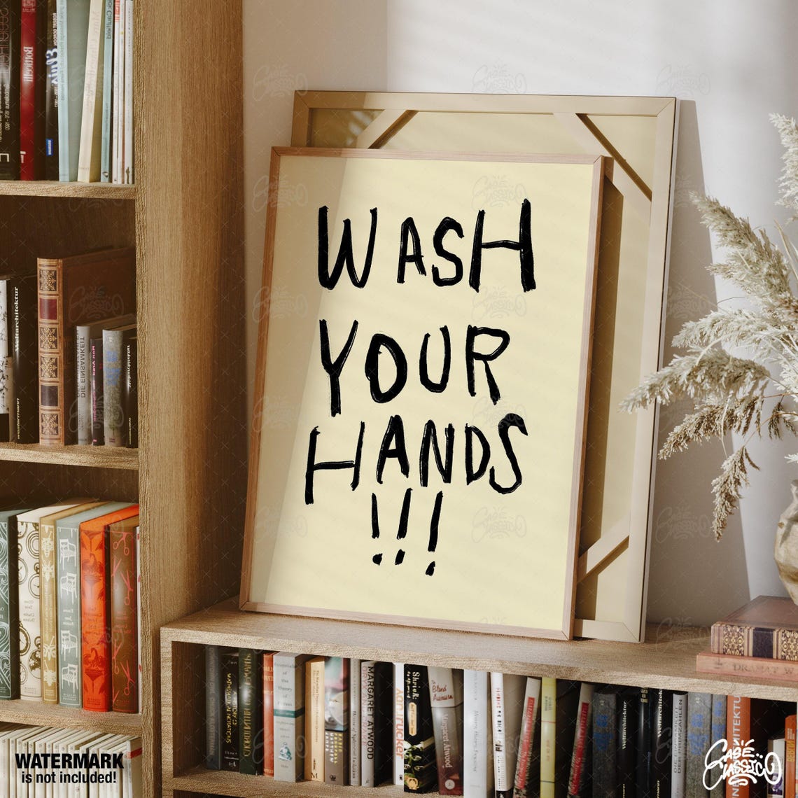 Wash Your Hands Funny Bathroom Poster in Handwritten Letters - Image 2