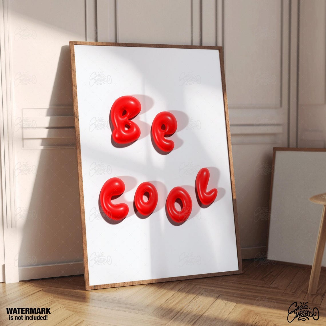 Be Cool Red Balloon 3D Puffy Letter Fun Positive Quote Poster - Image 3