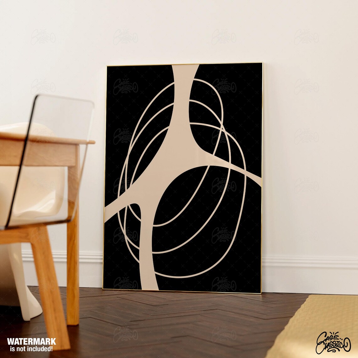 Striking Black Beige Cosmic Organic Star Minimalist Abstract Poster - Image 4