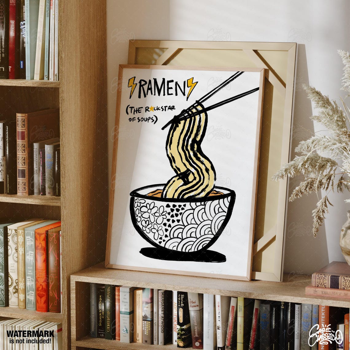 Ramen Rockstar Of Soups Noodle Bowl Hand Drawn Kitchen Art Poster - Image 2
