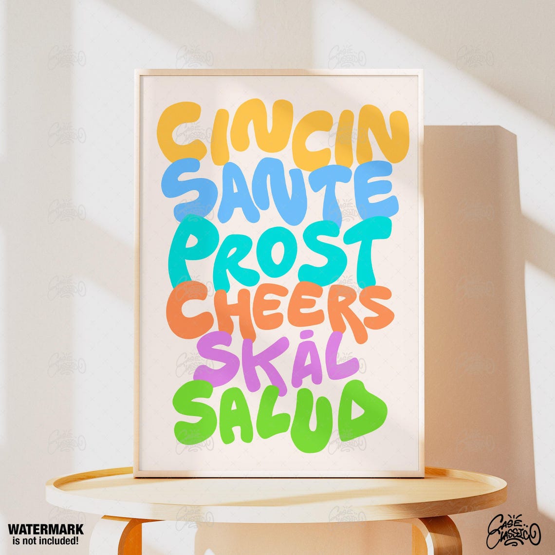 Cin Cin Sante Prost Cheers Multilingual Toast Bubble Bar Poster - Image 4
