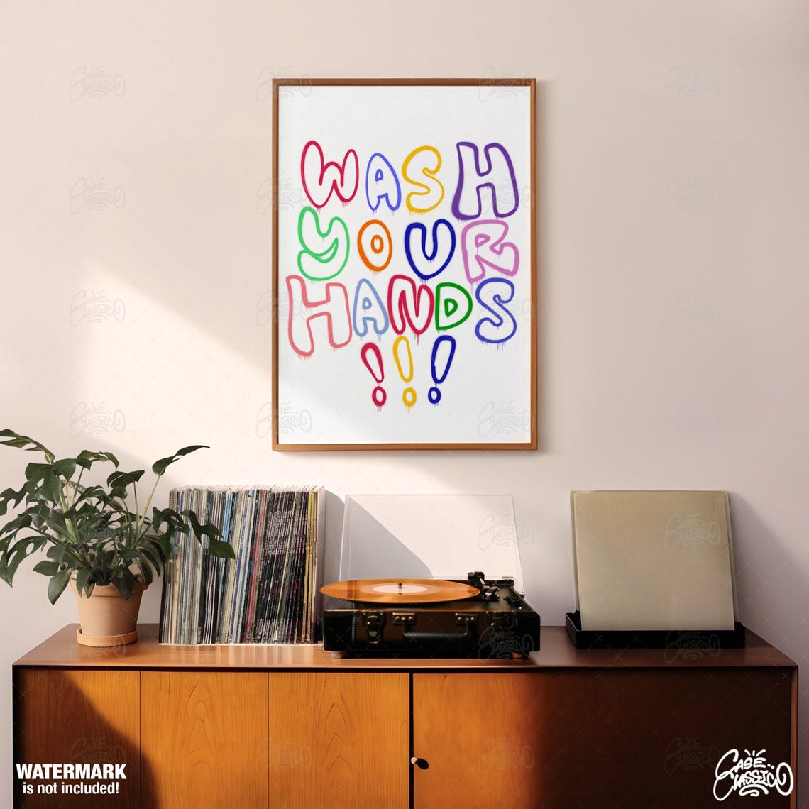 Wash Your Hands Rainbow Bubble Letter Playful Kids Bathroom Poster - Image 3