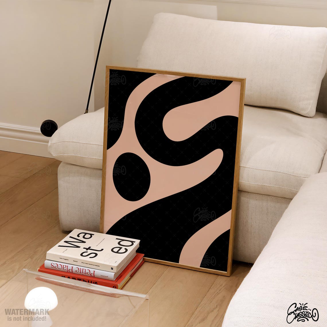 Black And Beige Abstract Organic Shapes Modern Art Poster Design - Image 4