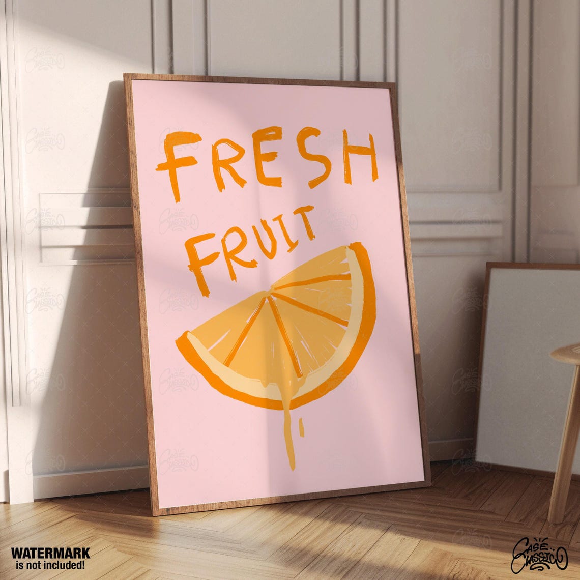 Sunny Fresh Fruit Dripping Orange Slice Hand Lettered Art Poster - Image 2