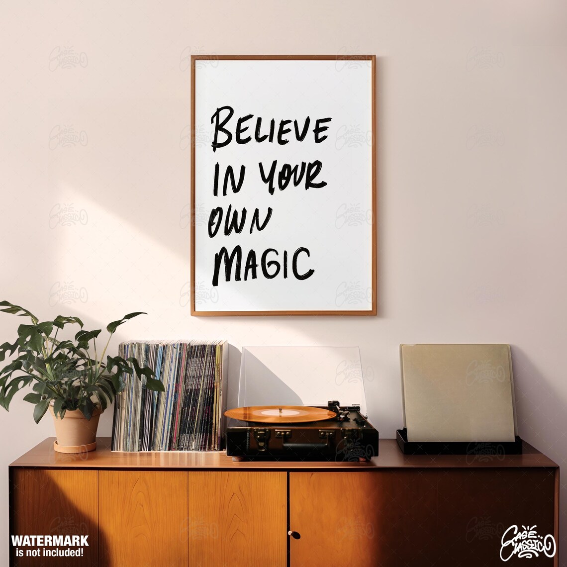 Believe in Your Own Magic Black Brush Script Inspirational Quote Wall Art - Image 4