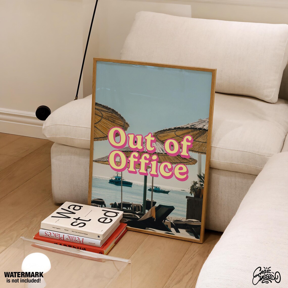 Out of Office Beach Parasols Retro Vacation Photo Travel Poster - Image 4
