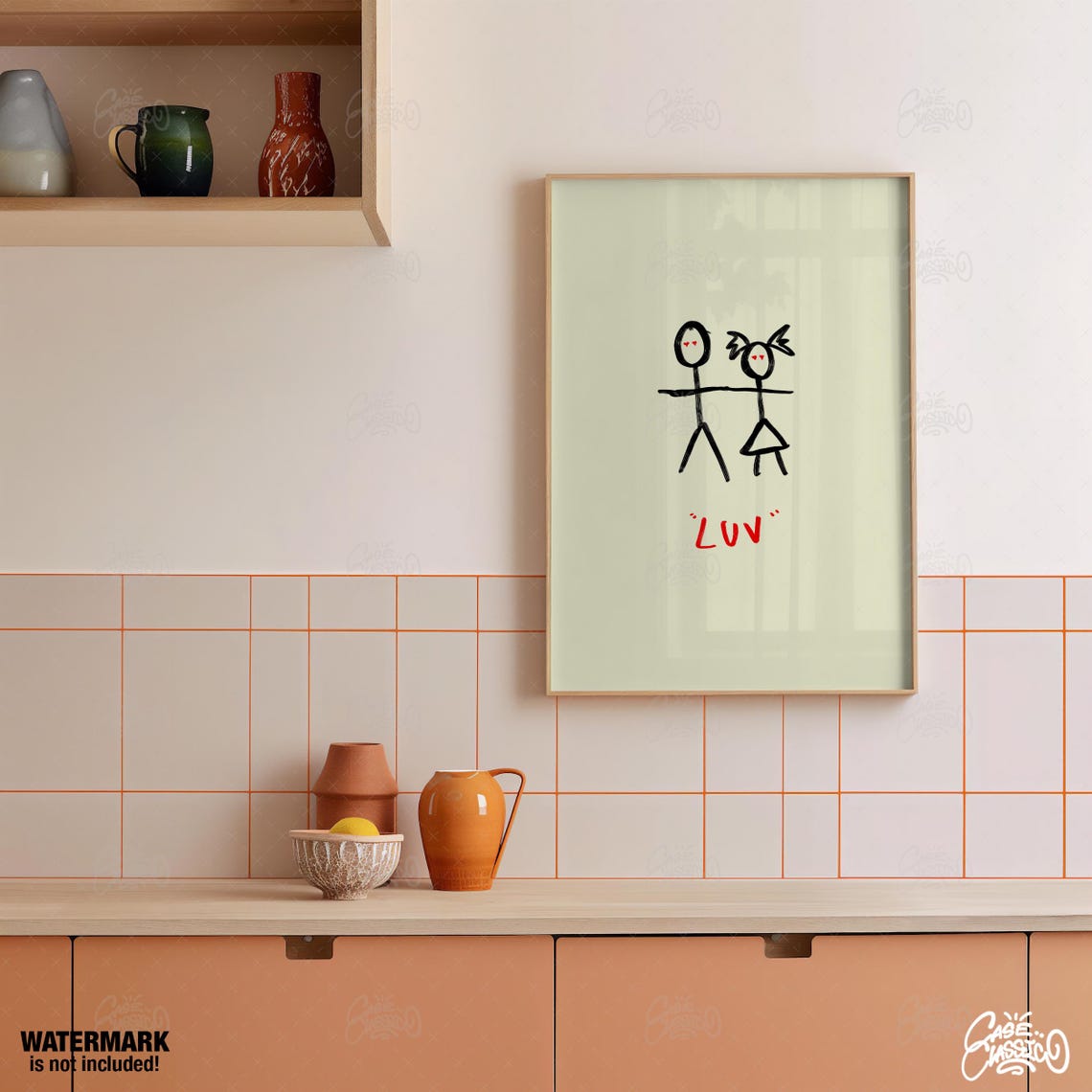 Luv Stick Figure Couple Indie Line Art Love Wall Decor Print - Image 2