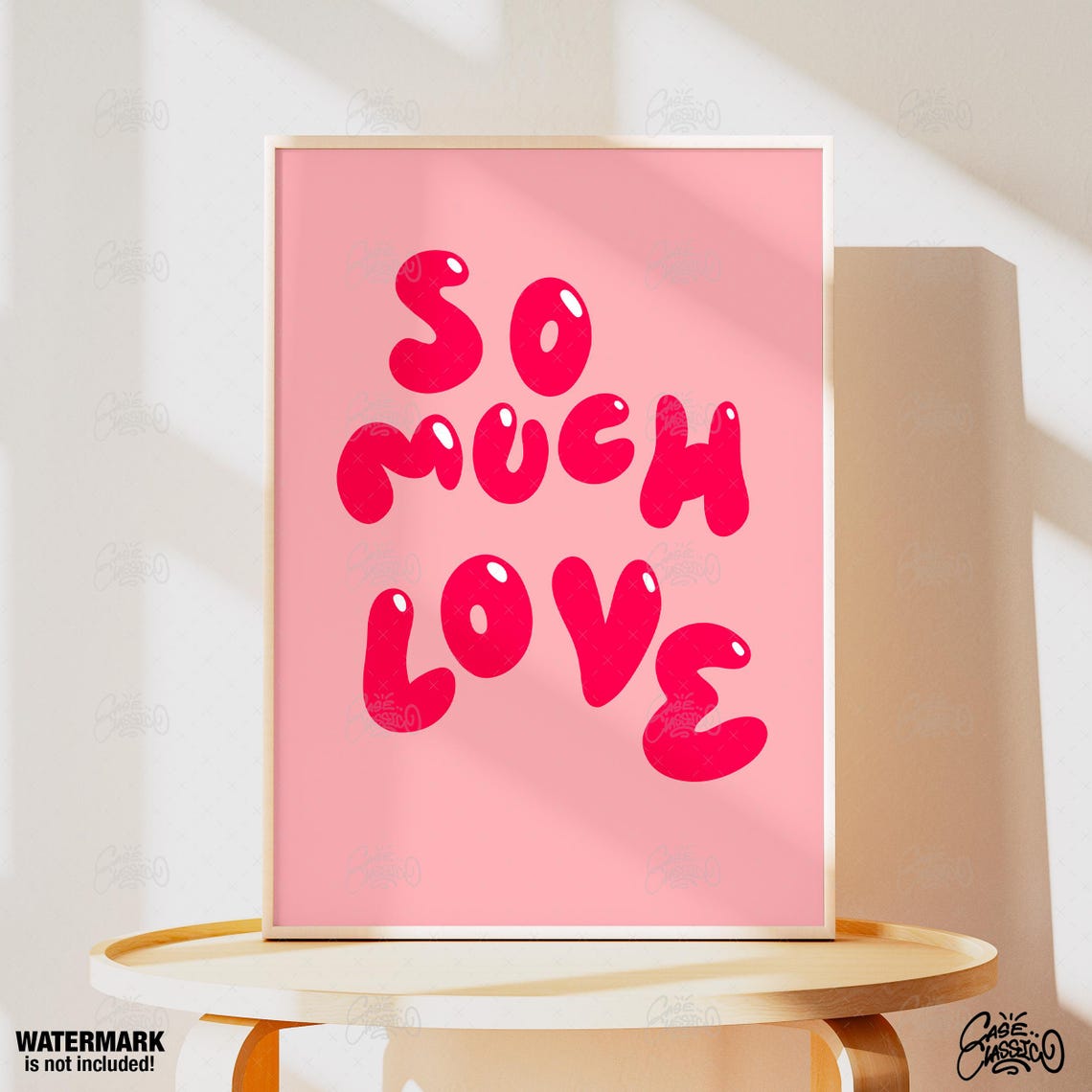 So Much Love Pink Bubble Letters Sweet Romantic Quote Poster - Image 4