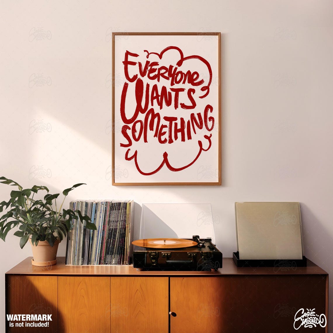 Everyone Wants Something Bold Red Brush Lettering Quote Poster - Image 3