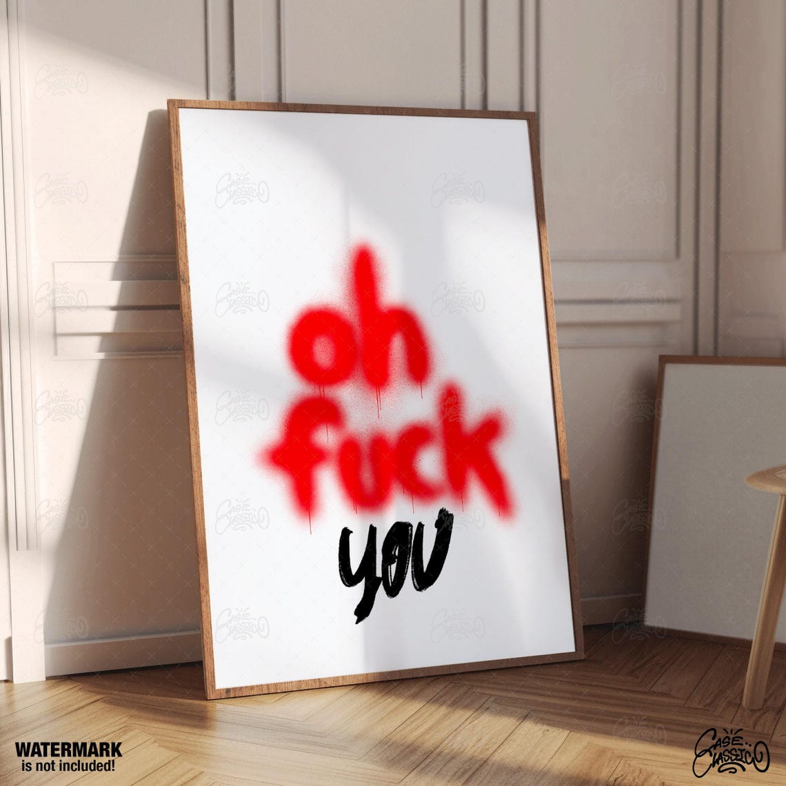 Oh Fuck You in Red Graffiti Text Funny Quote Poster for Dorms - Image 3