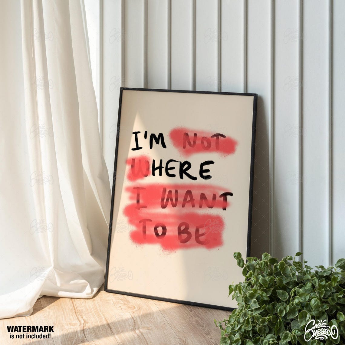 I'm Not Where I Want To Be Bold Black Text Raw Red Spray Poster - Image 2