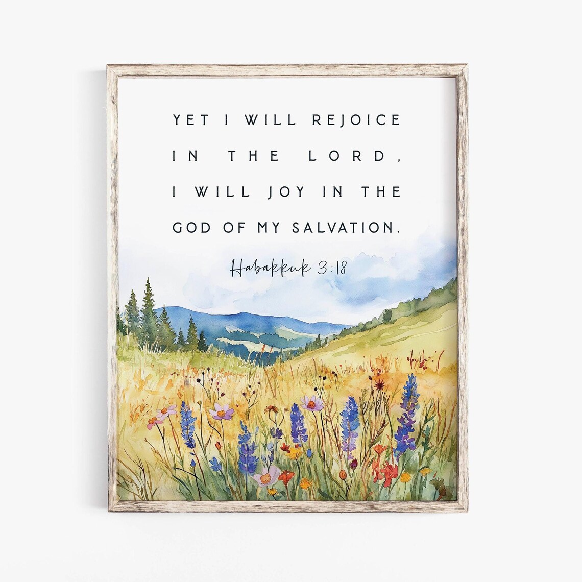Habakkuk 3:17 I Will Rejoice, Farmhouse Christian Watercolor Art Print