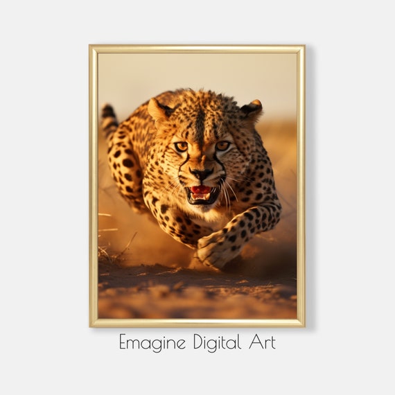 Art Cheetah Chasing Prey Photo Wildlife Wall Nature Decor To Print And Frame Wl55