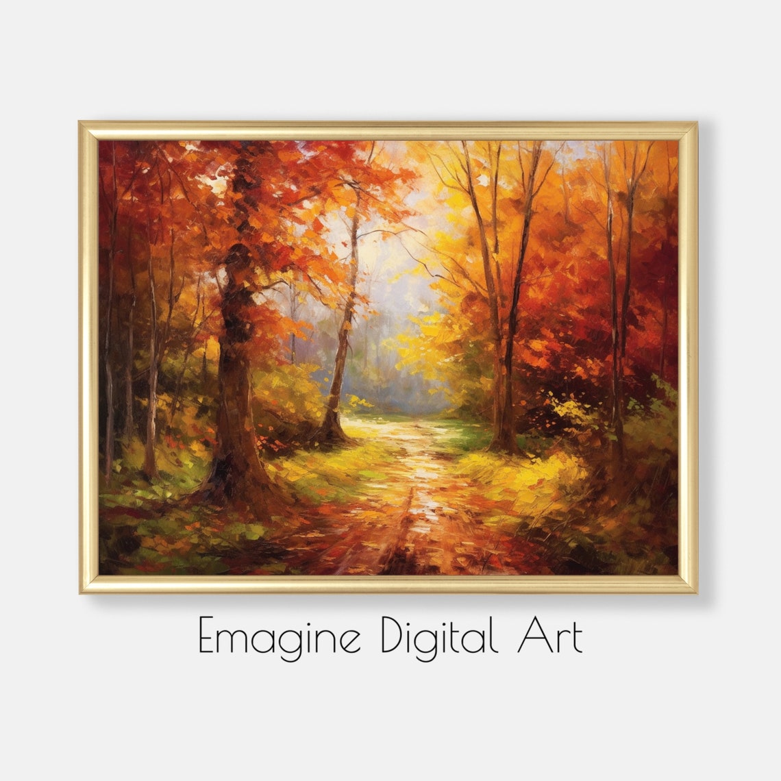 Art Autumn Trees Pathway Painting Wall Decor Country To Instantly Print And Frame Ls96