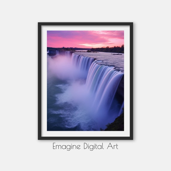 Art Niagara Falls At Sunset Photo Natural Landmarks Wall Decor To Instantly Print Frame Pl32