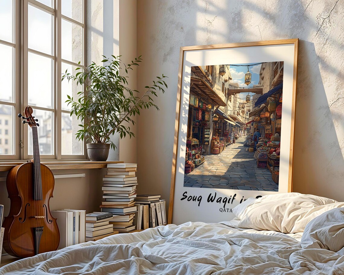Souq Waqif Travel Poster, Qatar Wedding Gift - Image 3