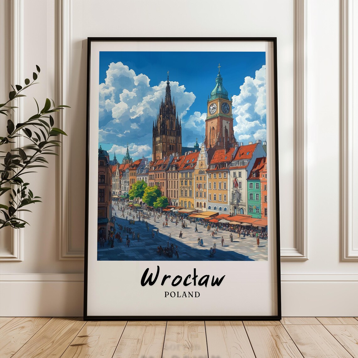 Wroclaw Travel Poster, Poland Wedding Gift