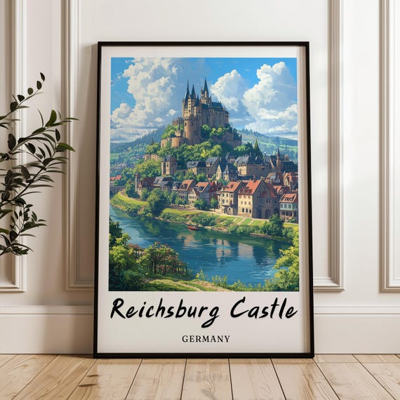 Reichsburg Castle Germany Wall Art Prints Travel Poster Print Instant Wall Art Print Gift Minimalist Germany Poster