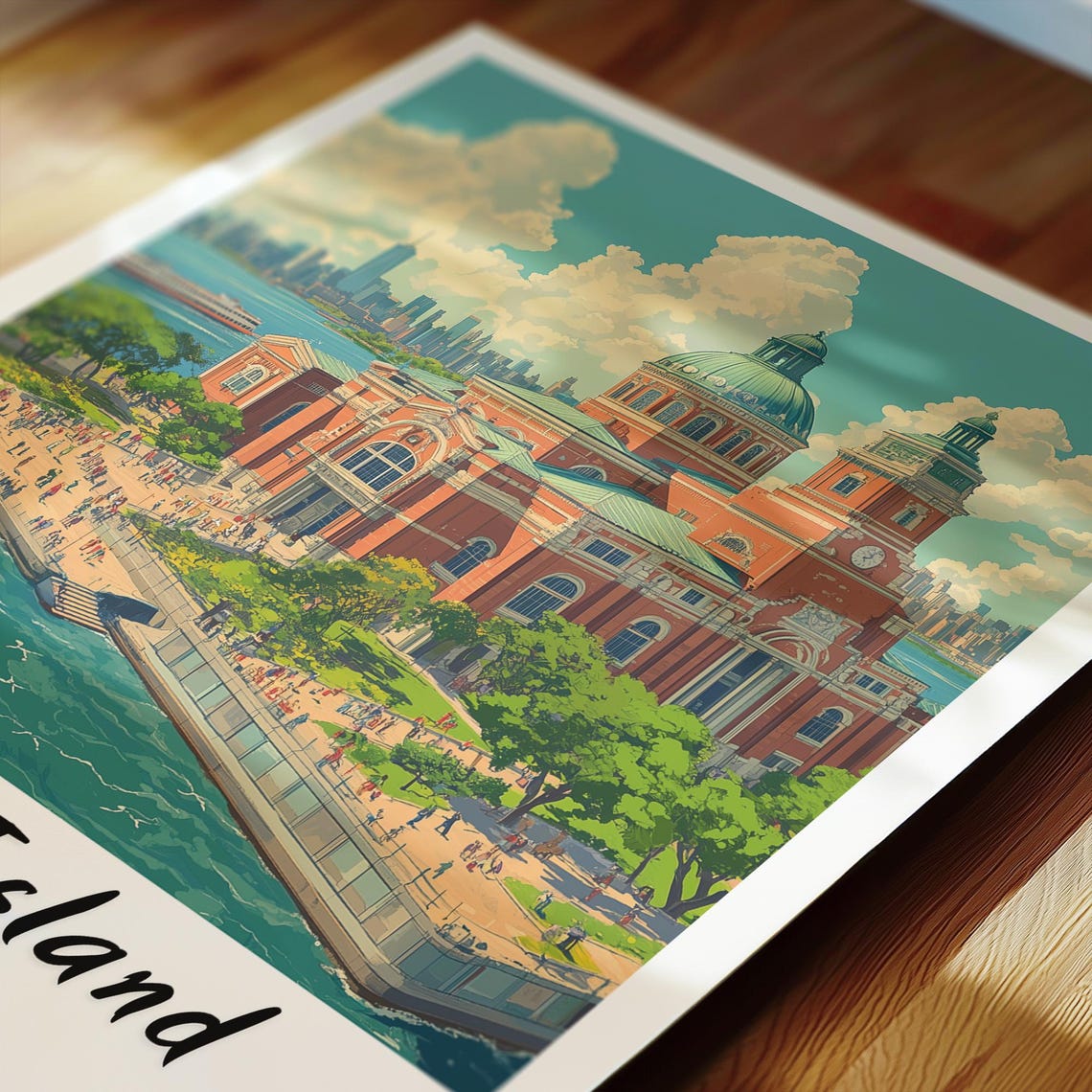 New York City Traditional Travel Print United States New York Poster Ellis Island Wedding Gift Personalised Gift New York Print - Image 2