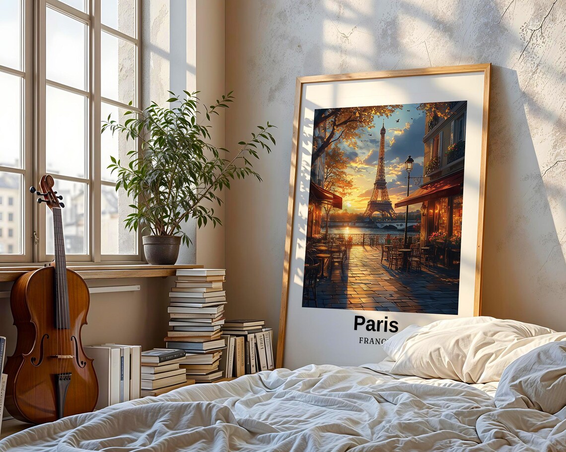 Paris Traditional Travel Poster, Eiffel Tower - Image 3