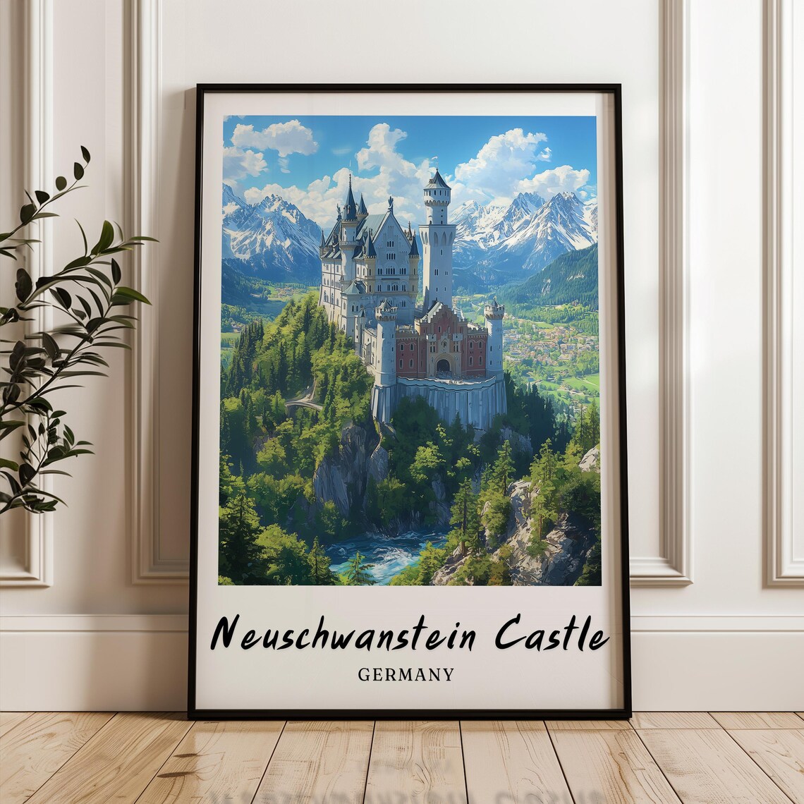 Neuschwanstein Germany Thailand Travel Poster, Minimalist
