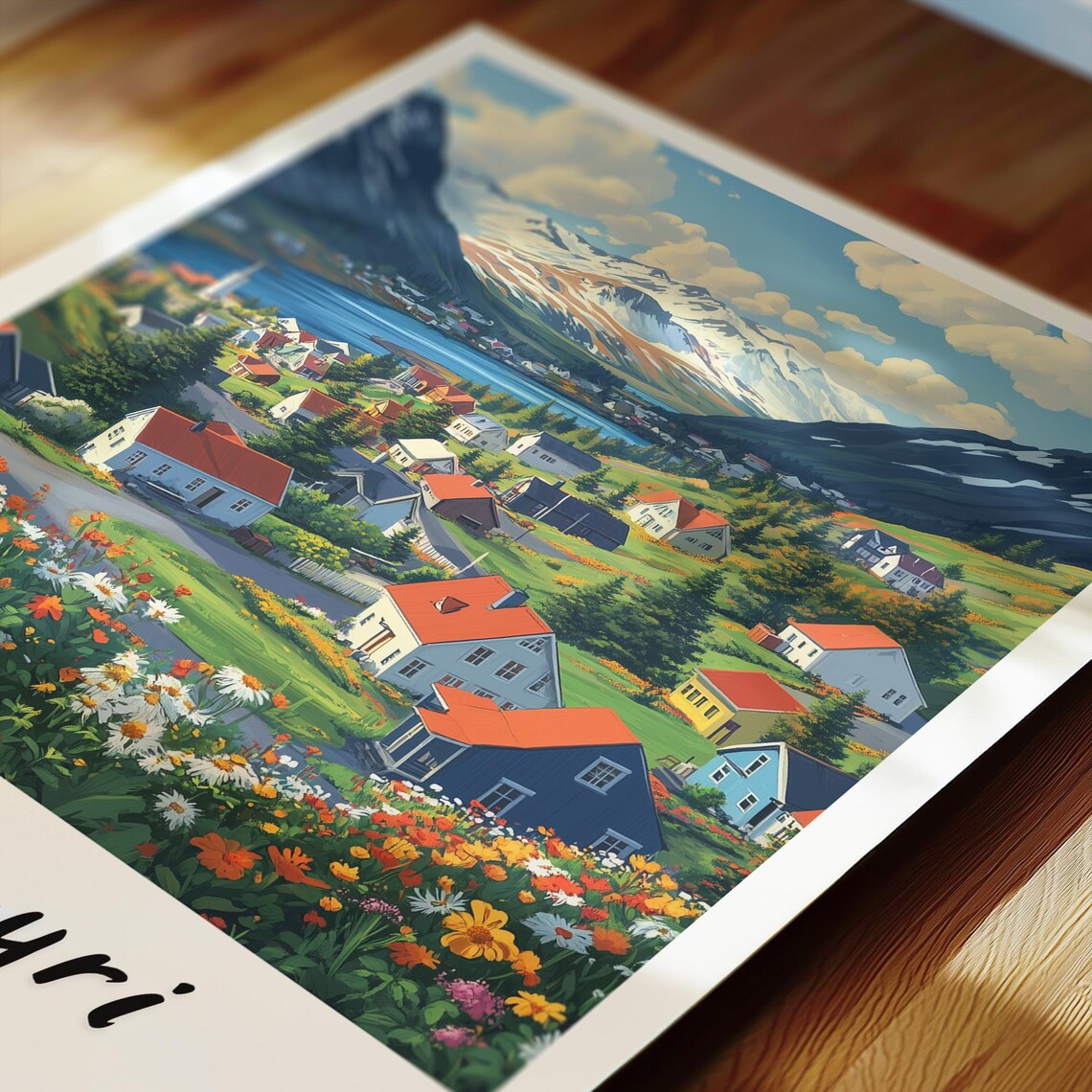 Oberbaum Iceland Travel Poster, Minimalist Art Print - Image 2