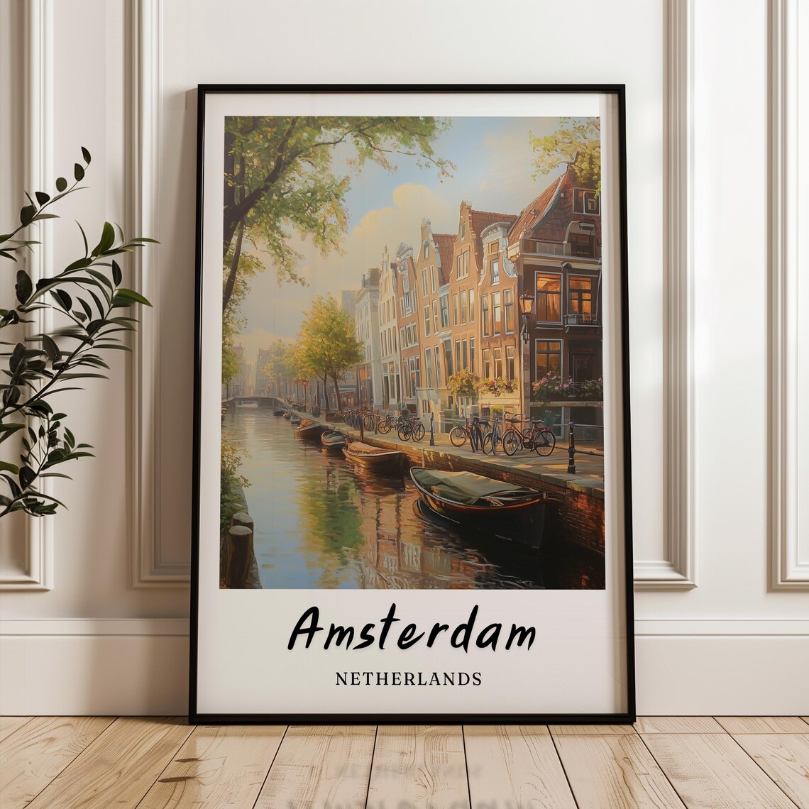 Amsterdam Netherlands Travel Poster, Minimalist