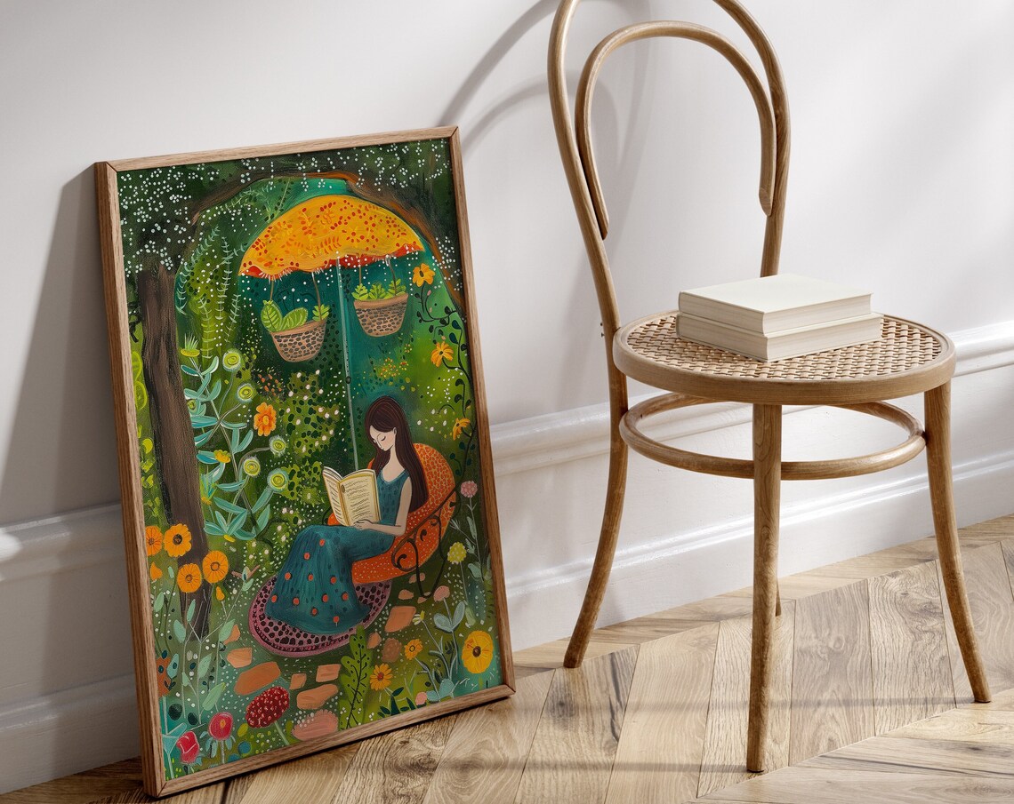 Cosy Library Book Decor, Bookworm Wall Art Print - Image 3