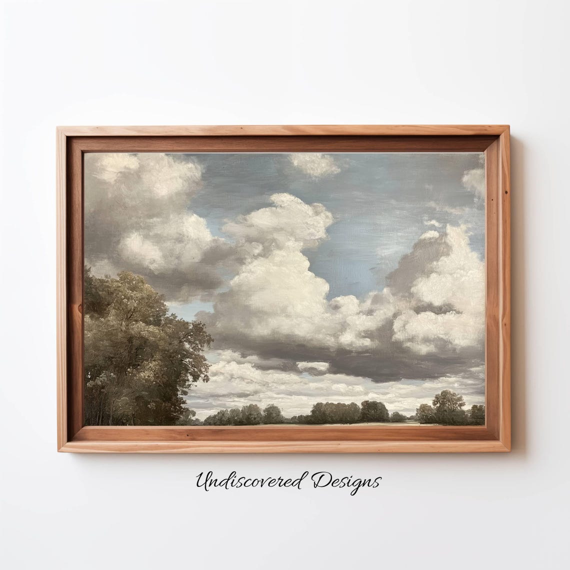 Vintage Clouds And Trees Landscape Art Print