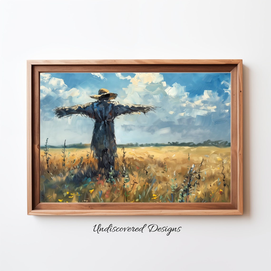Scarecrow Halloween Art Print Spooky Vintage Oil Painting