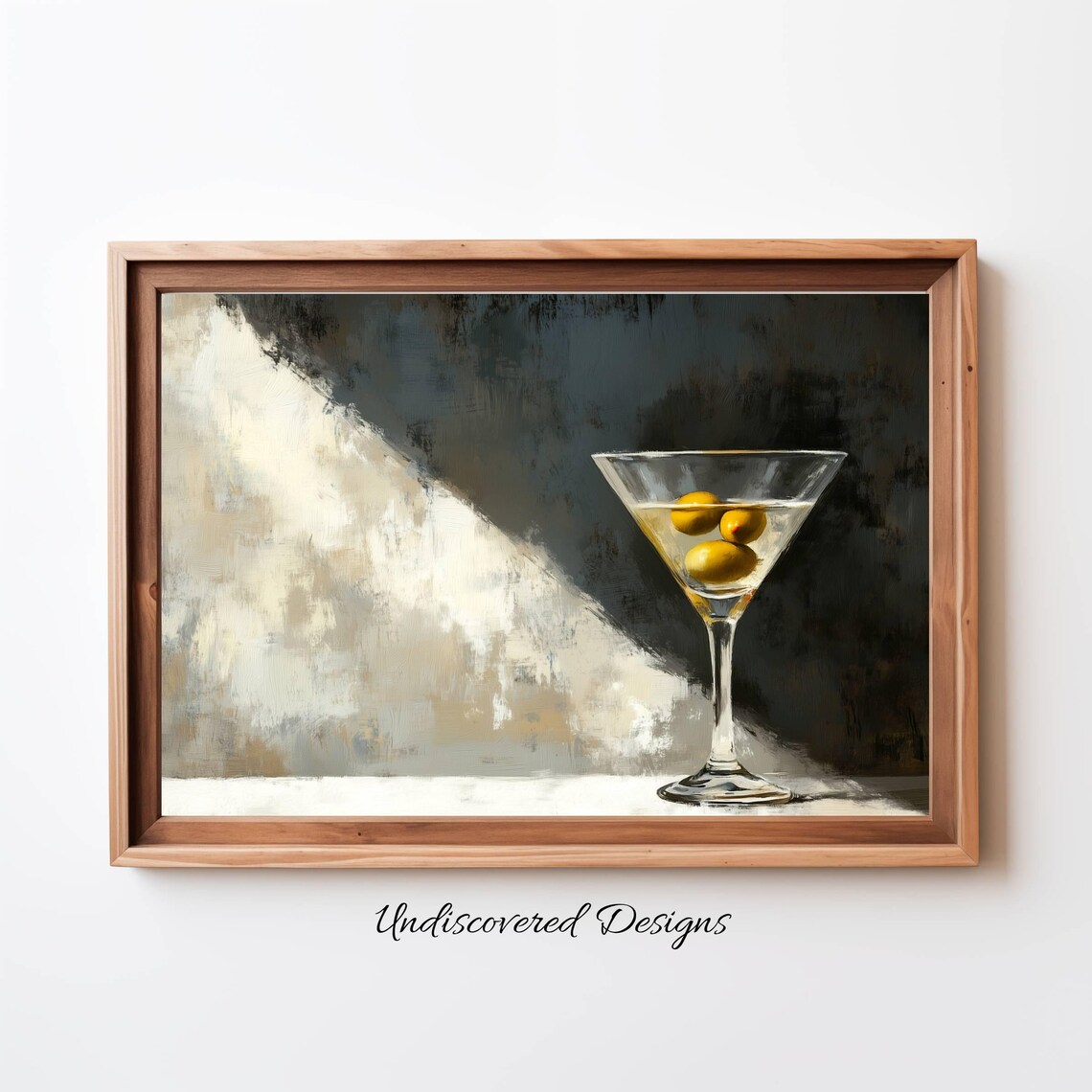 Classic Martini Glass With Olives Moody Oil Painting Bar Art Poster