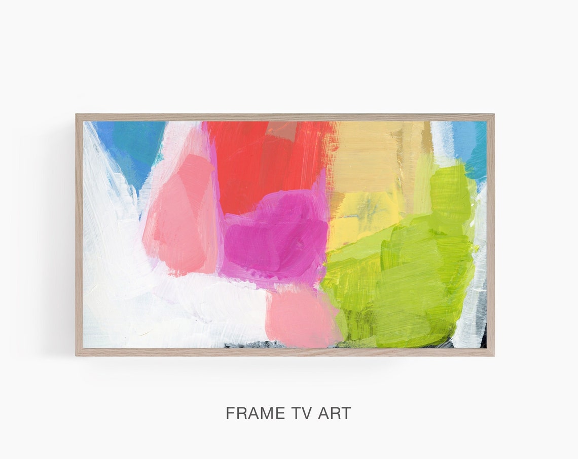 Bright Colorful Abstract Blocks Painting Modern Frame TV Wall Art