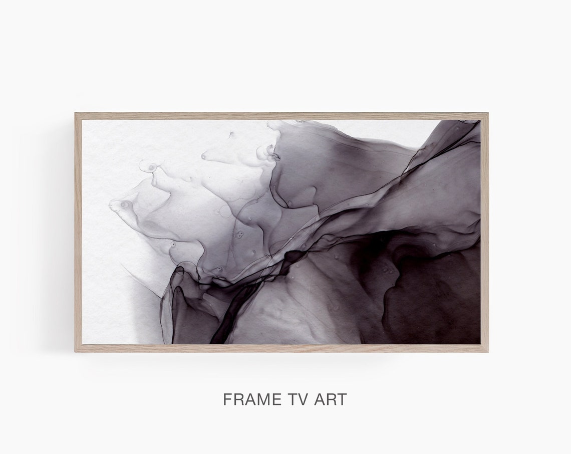 Black White Abstract Ink Wash Modern Monochrome Smoke Art Poster