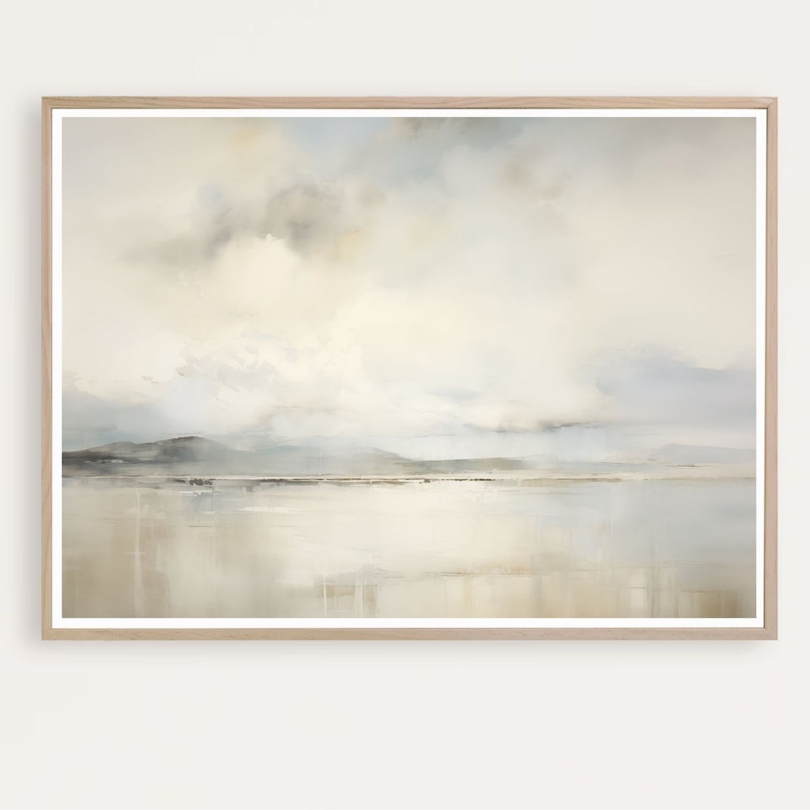 Soft Gray Mist Over Calm Water Minimal Seascape Landscape Poster
