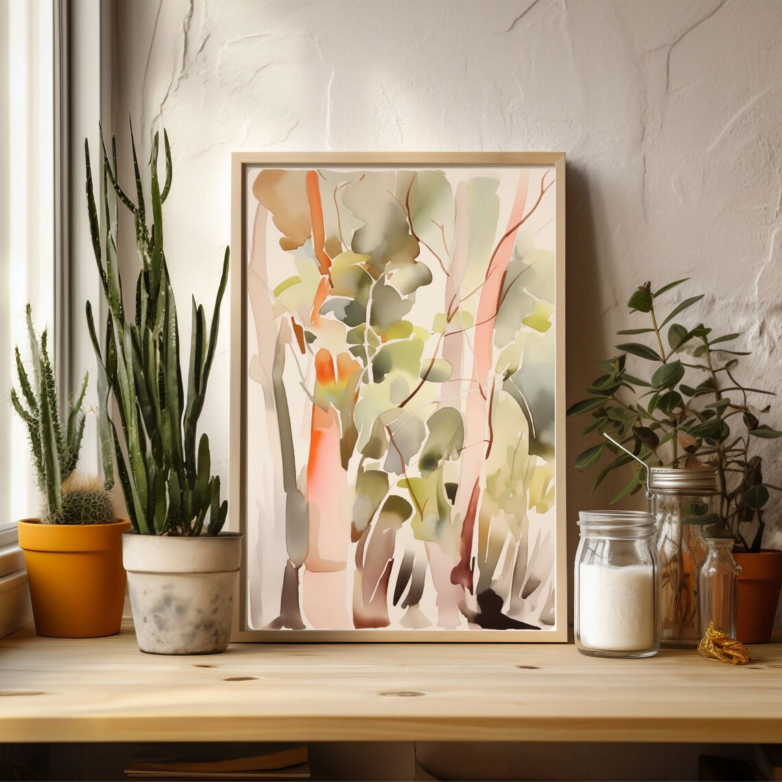 Abstract Eucalyptus Tree Watercolor Art Print - Image 3