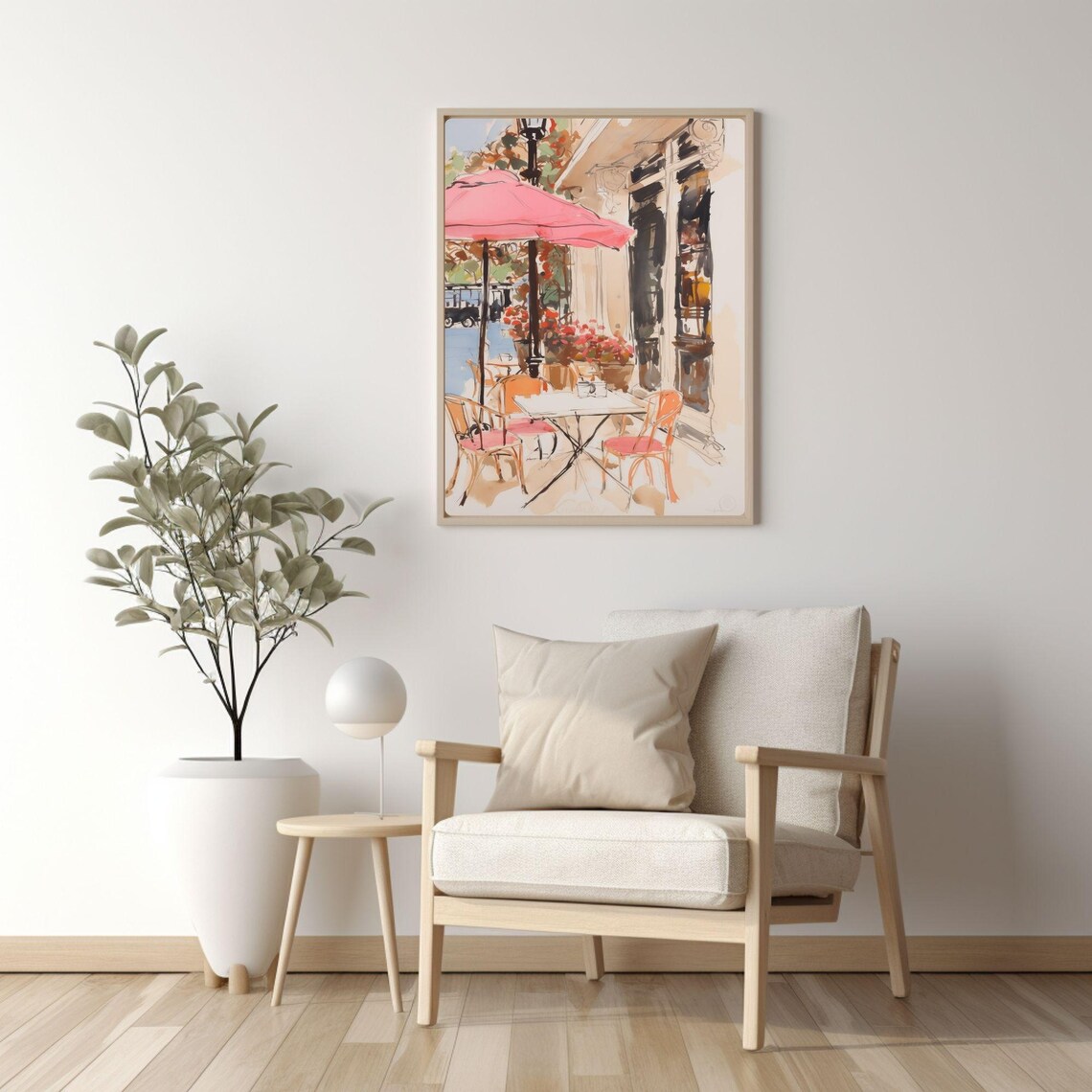 Paris Cafe Sketch, French Cityscape Art Print - Image 2