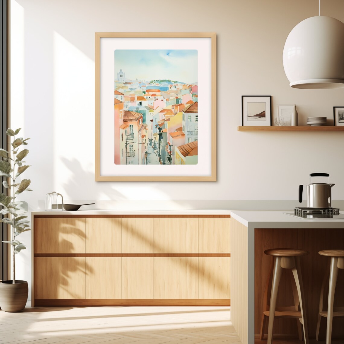 Lisbon Portugal Watercolor Travel Poster Art Print - Image 3