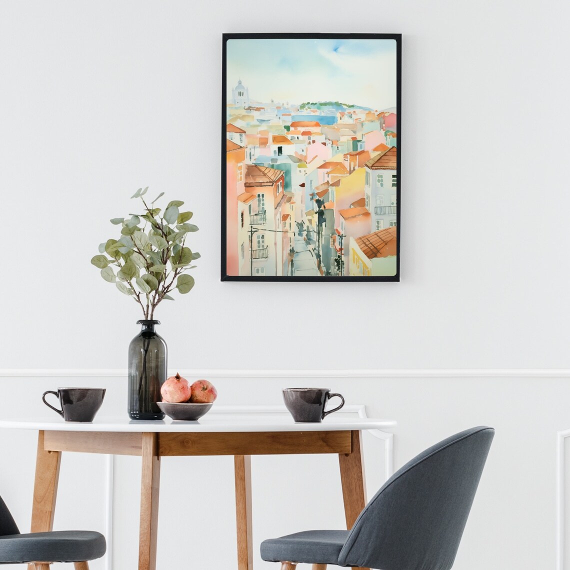 Lisbon Portugal Watercolor Travel Poster Art Print - Image 2