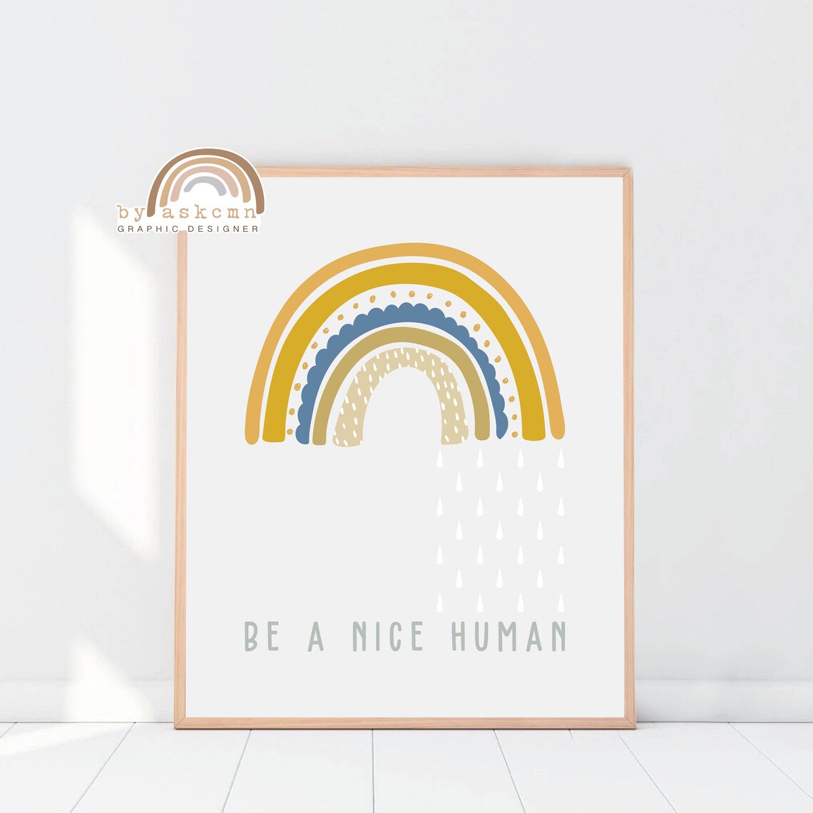 Rainbow Baby Art Pastel Nursery Decor Modern Rainbow Print Neutral Rainbow Art Boho Rainbow Art Boho Nursery Print Living Room Wall Art - Image 5