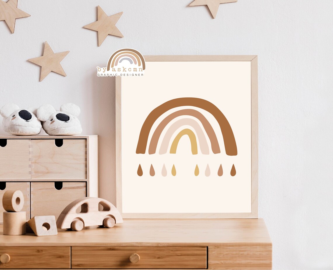Pastel Nursery Decor Rainbow Blush Abstract Rainbow Print Gender Neutral Nursery Neutral Rainbow Art Boho Nursery Kids Wall Art - Image 6