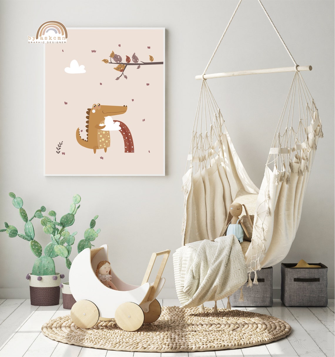 Crocodile Nursery Print Nursery Wall Art Print Baby Room Poster Wall Art Bohemian Wall Art Boho Nursery Animal Art - Image 3
