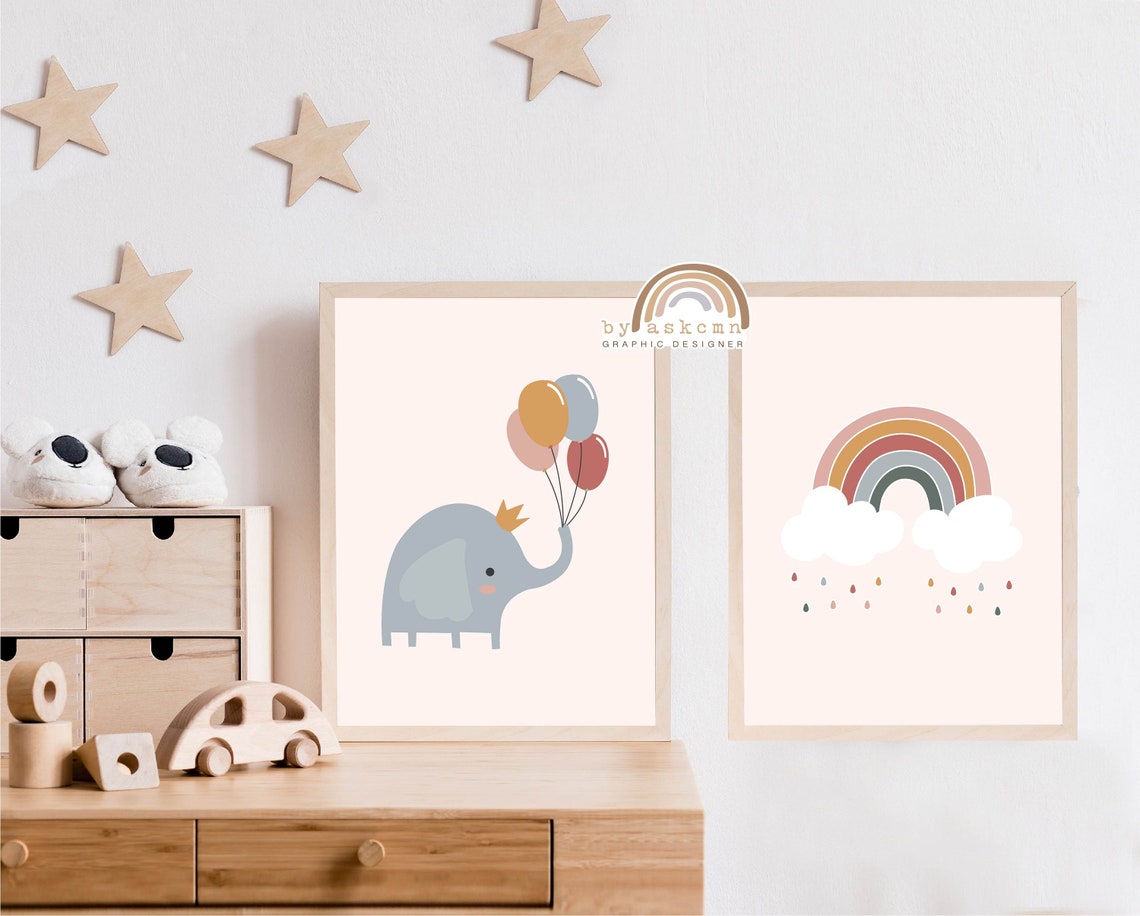 Living Room Art Print Rainbow Wall Decor Print Baby Room Poster Boho Wall Art Quote Poster Instant Neutral Rainbow - Image 3