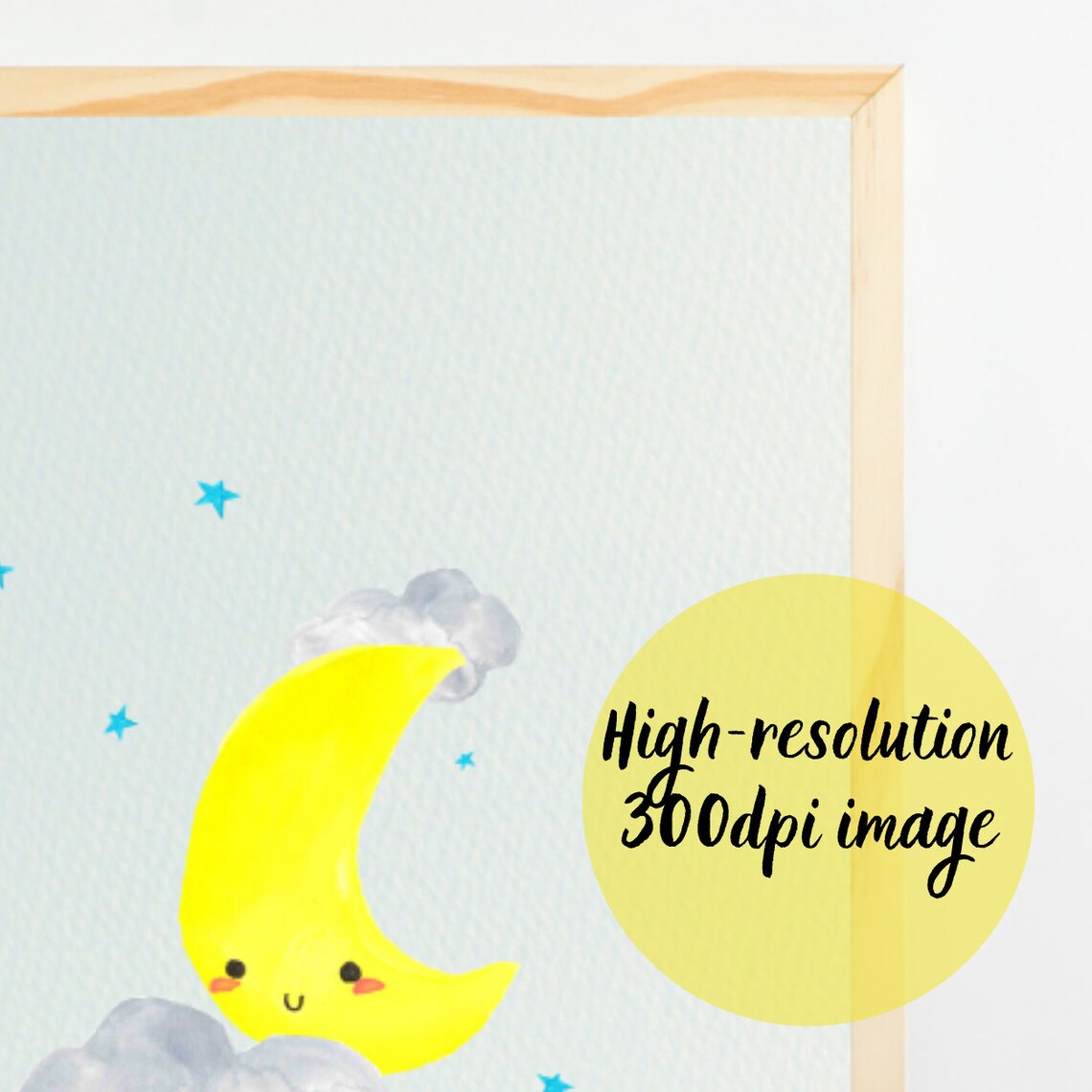 Moon And Stars Print Cute Moon Nursery Wall Decor Boy Nursery Theme Nursery Prints Boy Nursery Decor Boy Sky Moon Nursery Art - Image 4