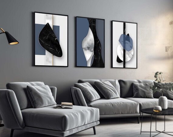 Minimalist Marble Abstract Modern Geometric Art Print Contemporary Wall Decor Set Of 3 Ready To Hang