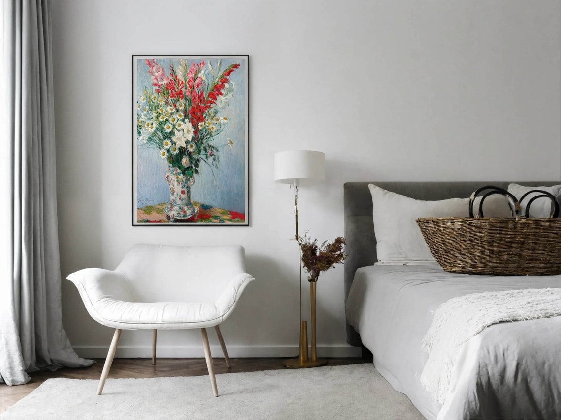 Claude Monet Gladiolas Lilies and Daisies Bouquet Floral Print - Image 6