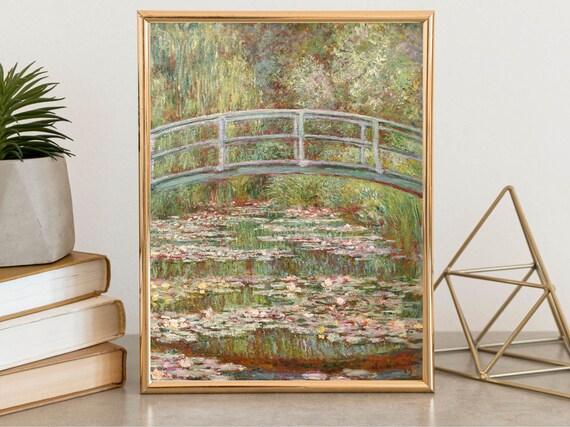 Famous Monet Painting Bridge Over A Pond Of Water Lilies By Claude Monet Vintage French Art Monet Wall Art Monet Exhibition Poster